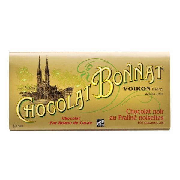 Tablette de chocolat noir au praliné noisettes 100gr