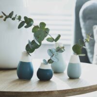 Lot de 4 mini vases bleu et blanc