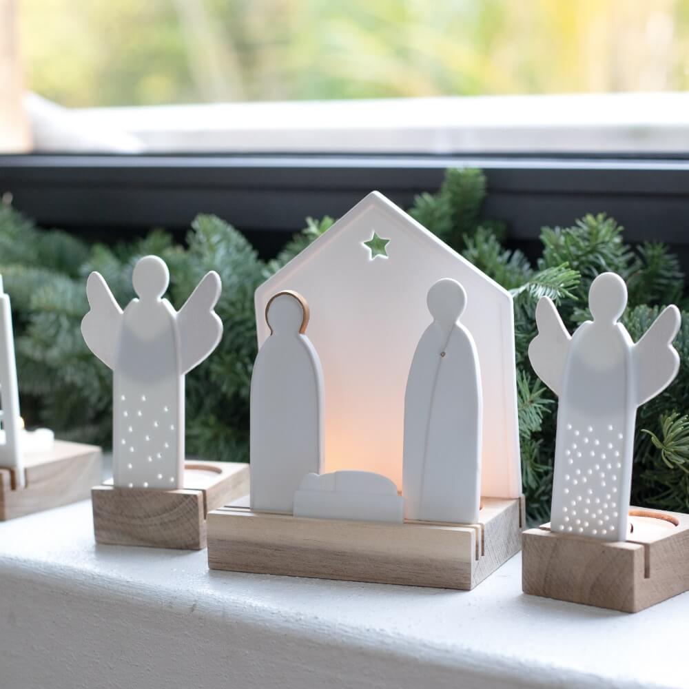 Photophore Crèche 3 personnages en porcelaine - Rader – Image 3