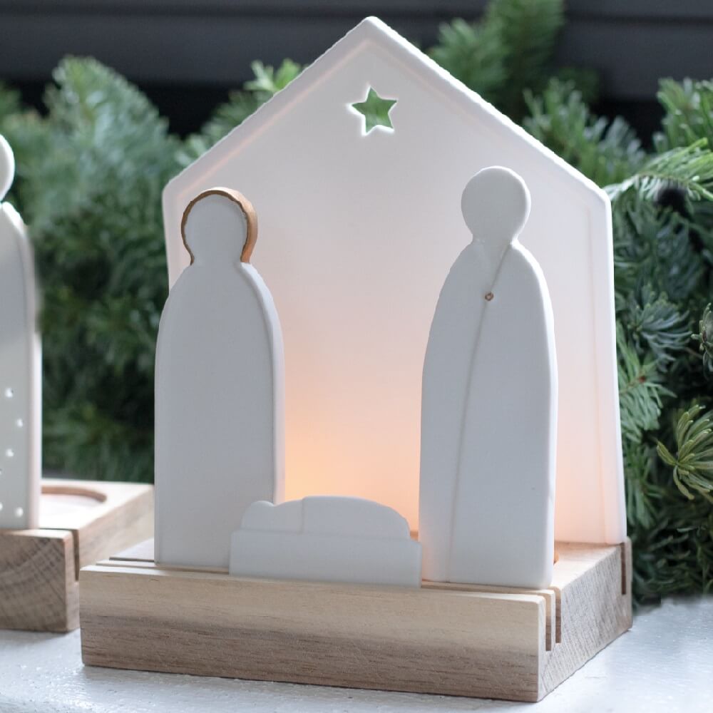 Photophore Crèche 3 personnages en porcelaine - Rader – Image 2